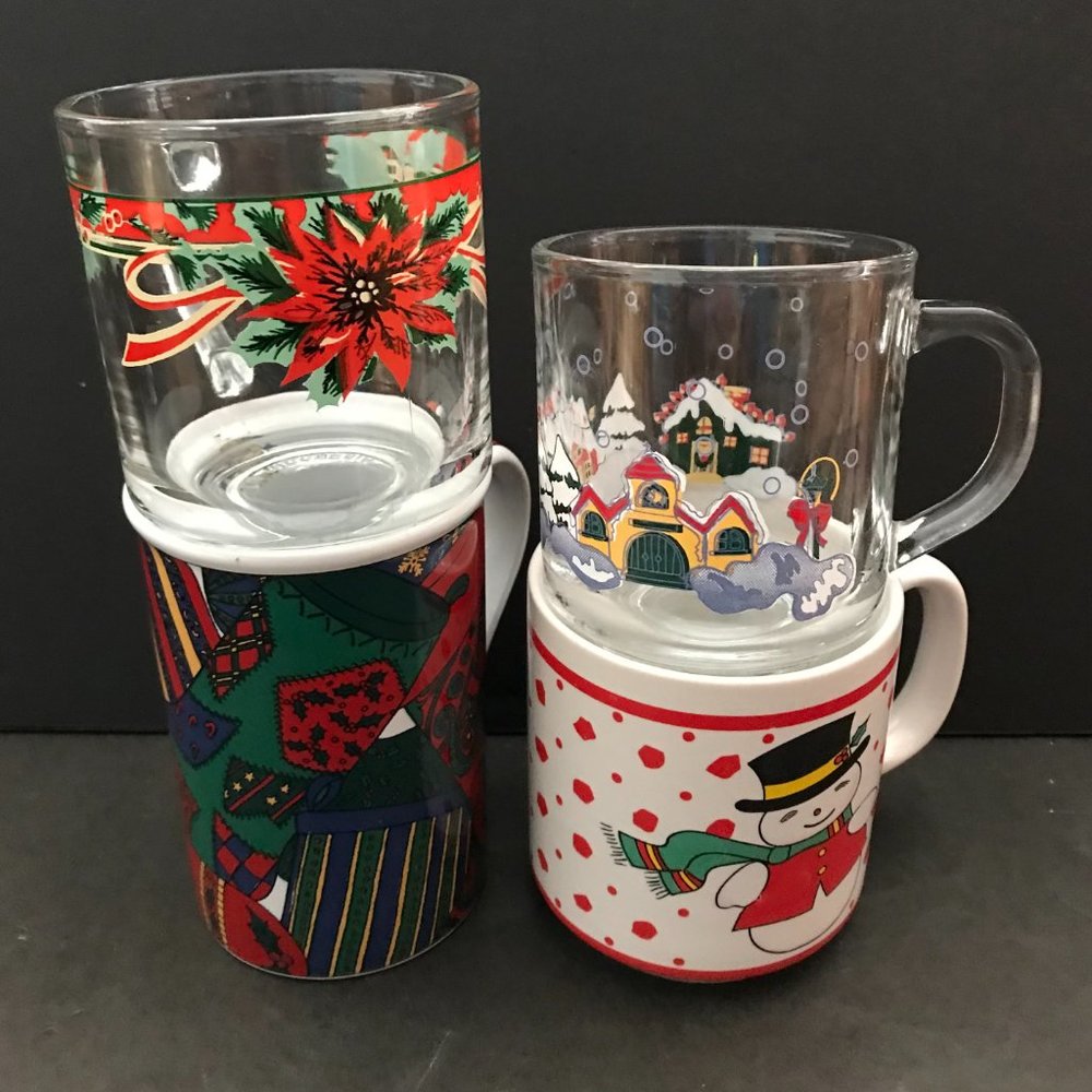 FOUR Holiday/Christmas mugs